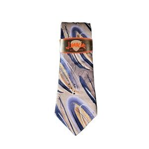 NEW! Jerry Garcia 100% silk blue patterned tie extra long‎